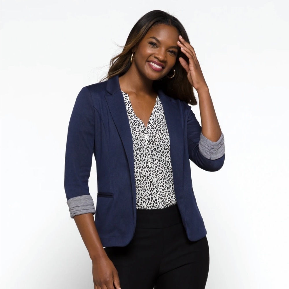Black Blazer with gray on the cuff(picture shows a blue one.